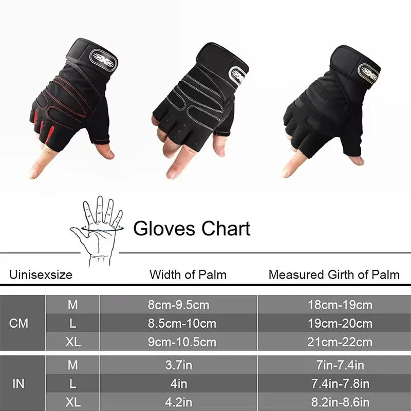 Fingerless Wrist Support Gloves Gym Cycling Fitness Anti Slip Gloves
