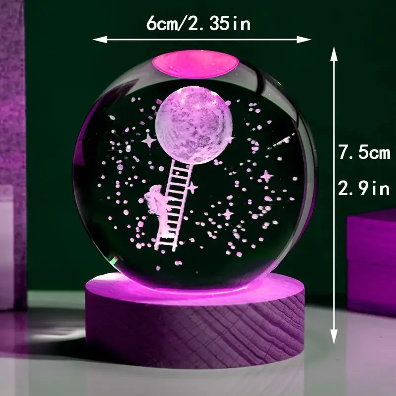3D Astronaut Moon Landing Crystal Ball Night Light