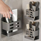 Hole-Free Bathroom Shelf Wall Mounted Toothbrush & Razor Organizer