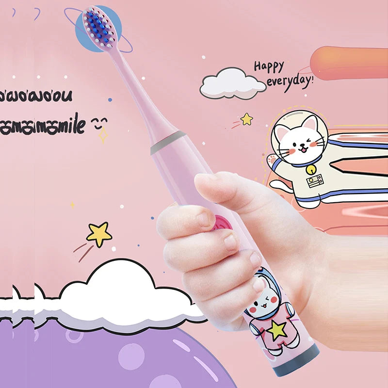 Kids Electric Toothbrush Cartoon Space Series Soft Cleaning Brush