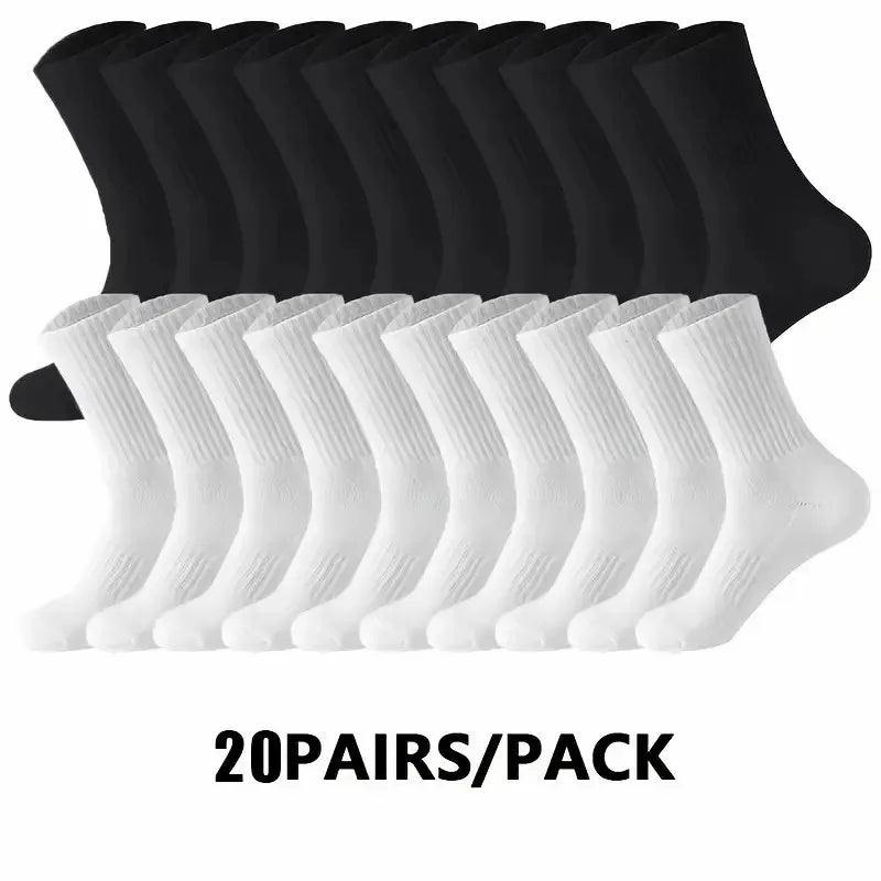 5/10/20 Pairs Solid Crew Socks Breathable Sweat-Absorbing All Season