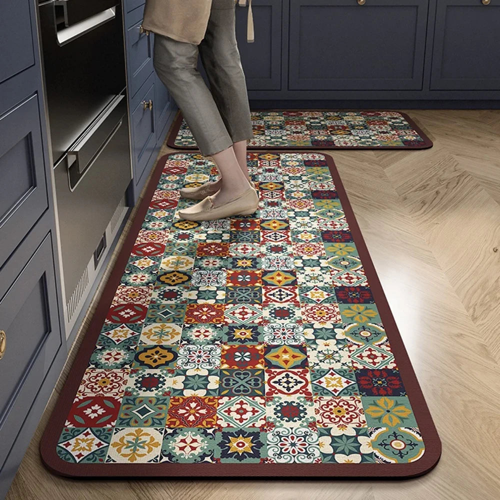 Kitchen Mat Absorbent Printed Rug Non-Slip Long Floor Carpet