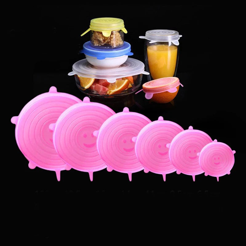 Silicone Stretch Lids 6Pcs Reusable Food Covers & Fresh Keeping Bowl Lids