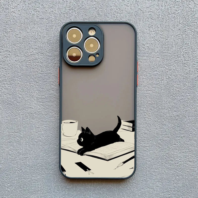 Funny Cat Phone Case for iPhone 11 12 13 14 15 16 17 Pro Max