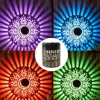 Color Changing Solar Peony Light Mandala Projection Garden Wall Lamp