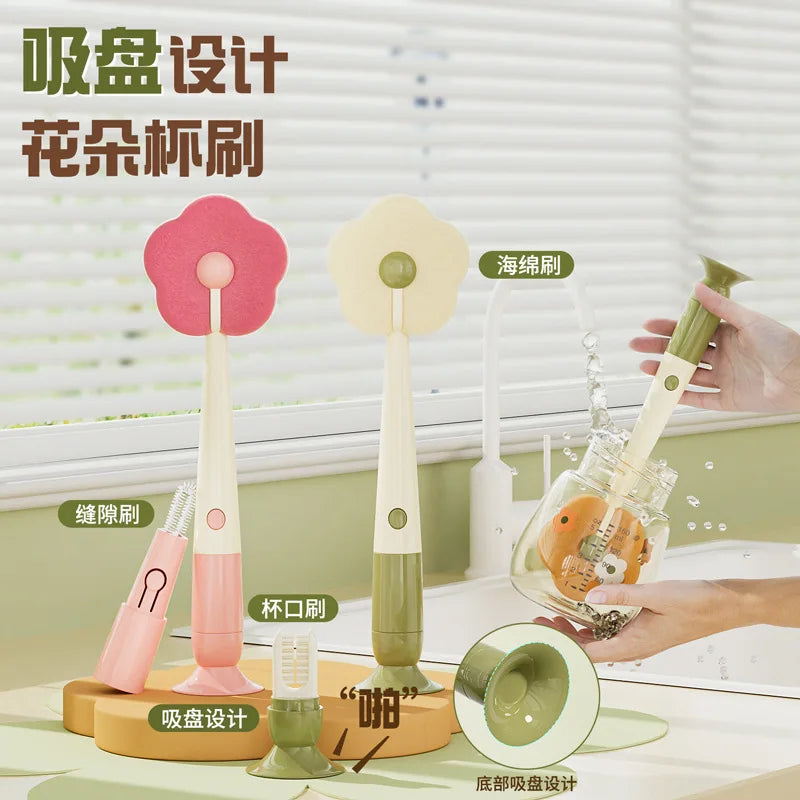 3-in-1 Bottle Cleaning Brush Suction Cup Brush