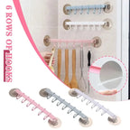 White Suction Cup Hook Rack 6-Row No-Drill Corner Wall Hanger