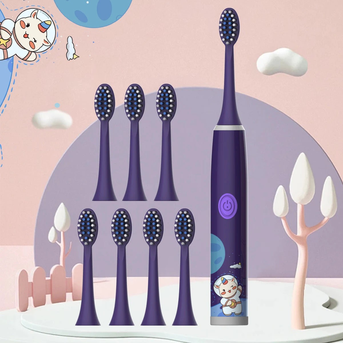Kids Electric Toothbrush Cartoon Space Series Soft Cleaning Brush