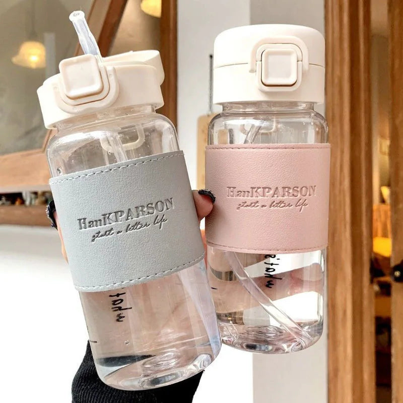 500ml Kids Water Bottle with Straw Leakproof Cup
