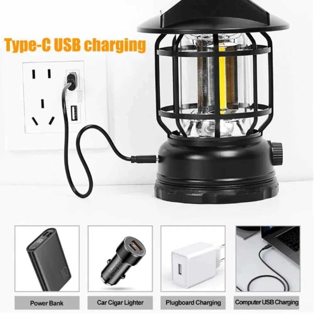 2-in-1 Solar Camping Lantern USB Rechargeable Light
