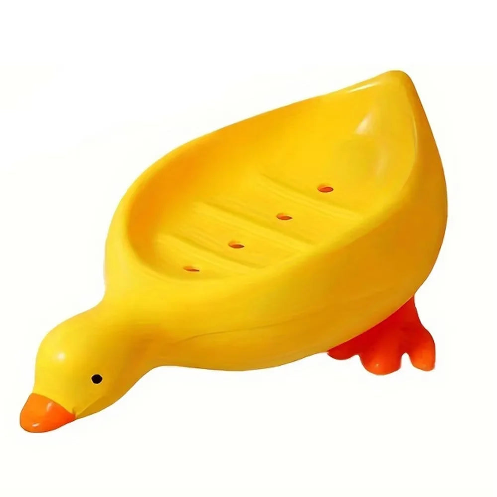 Cute Duck Soap Tray – Self Draining Soap Holder for Bathroom & Kitchen