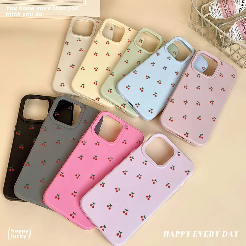 Cute Cherry Cartoon Case for iPhone 11 12 13 14 15 16 17 Pro Max