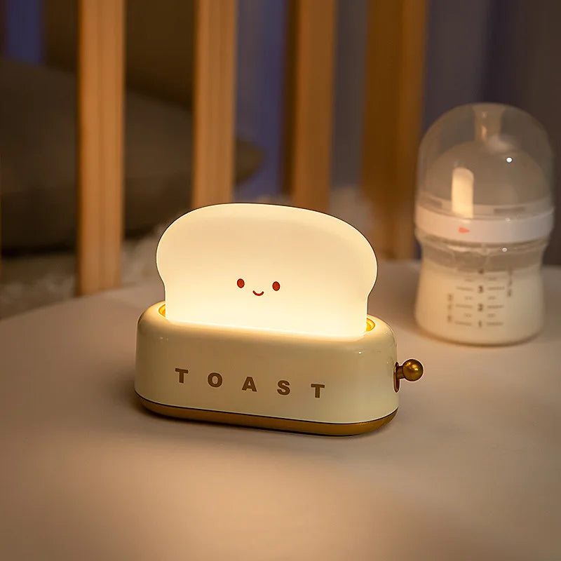 Cute Toaster Night Light Rechargeable Bedside Lamp