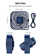 TOPK Mini USB Desk Fan 3 Speed 360° Rotatable Quiet Fan