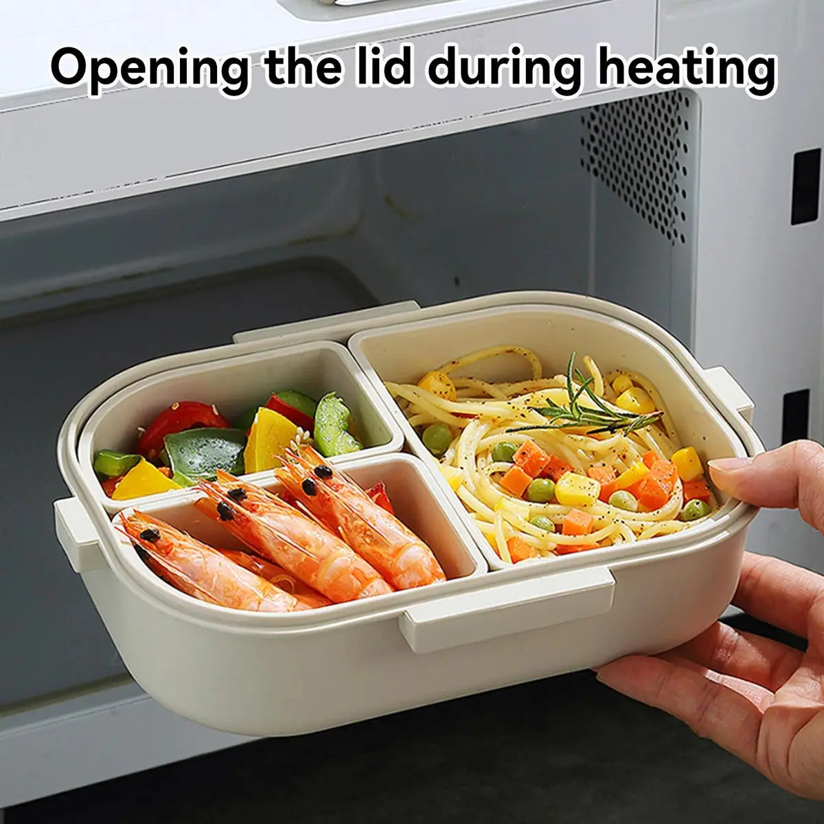 WORTHBUY 800ML Lunch Box Removable 3 Compartment Microwave Bento Box