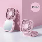 Handheld Mini Fan with Mirror UK 500mAh USB Rechargeable Fan