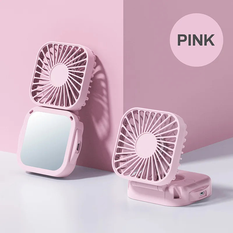 Handheld Mini Fan with Mirror UK 500mAh USB Rechargeable Fan