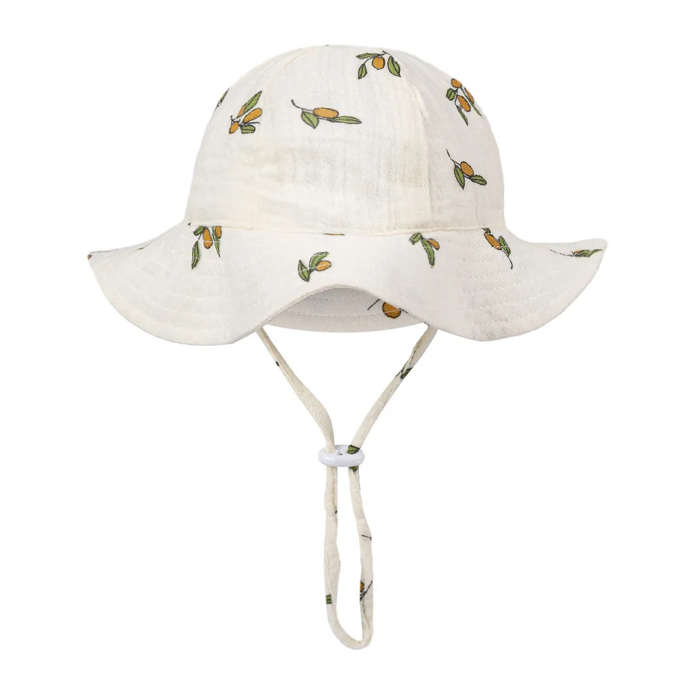 Floral Baby Bucket Hat UK Adjustable Infant Sun Cap