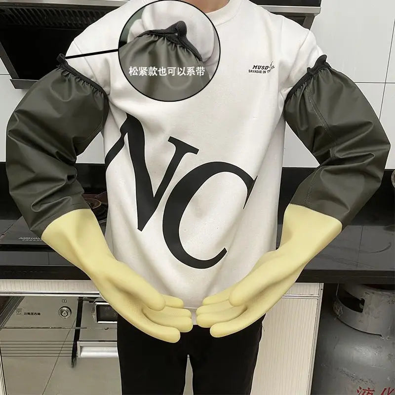 Waterproof Rubber Gloves Oil Proof Long Work Gloves