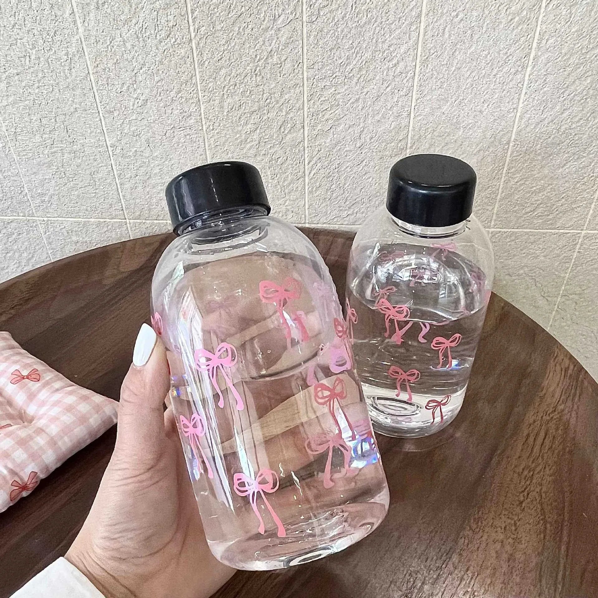 600ml Cute Bow Water Bottle Leak Proof Portable Drink Cup