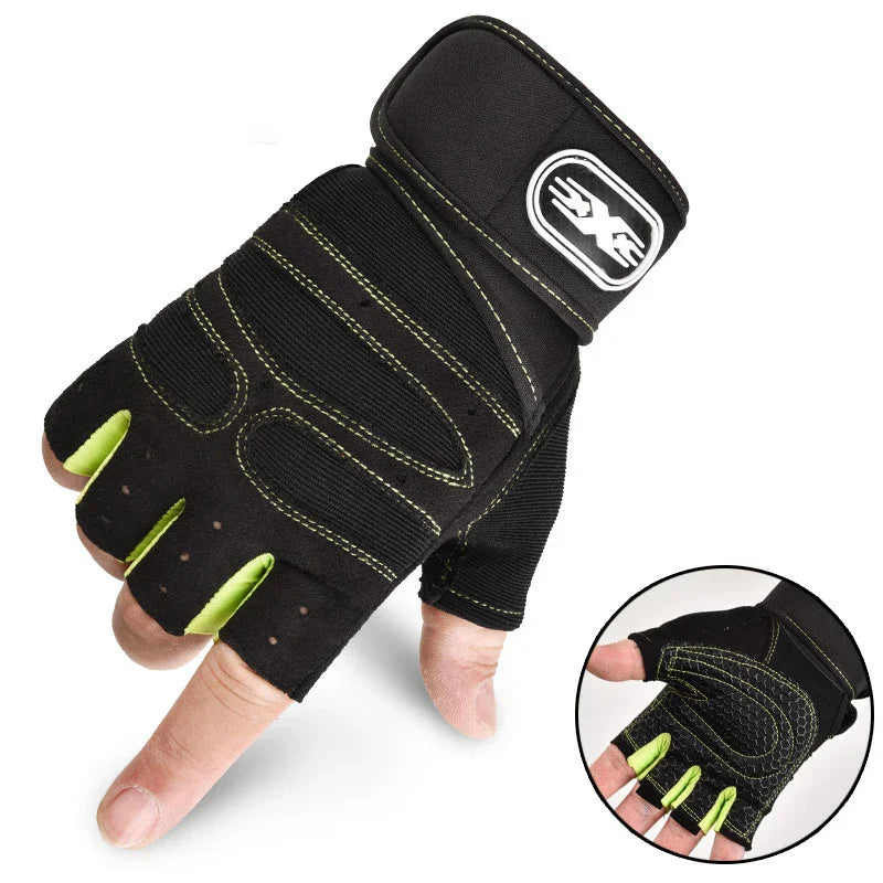 Fingerless Wrist Support Gloves Gym Cycling Fitness Anti Slip Gloves