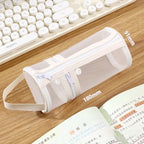 Clear Mesh Pencil Case Portable Standing Pen Holder Organizer