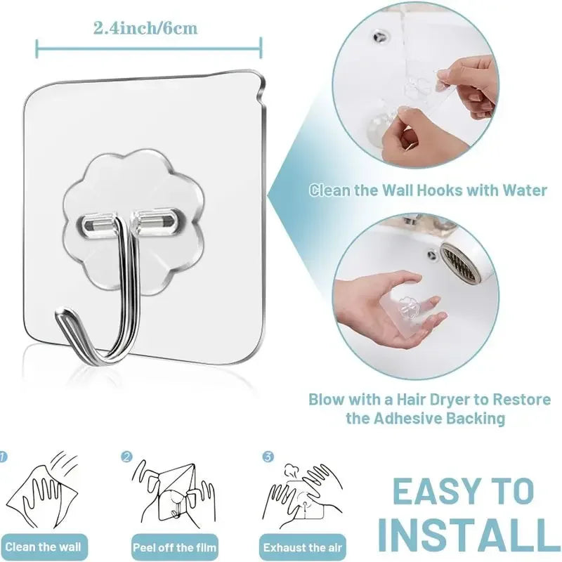 Adhesive Wall Hooks Strong Storage Hooks