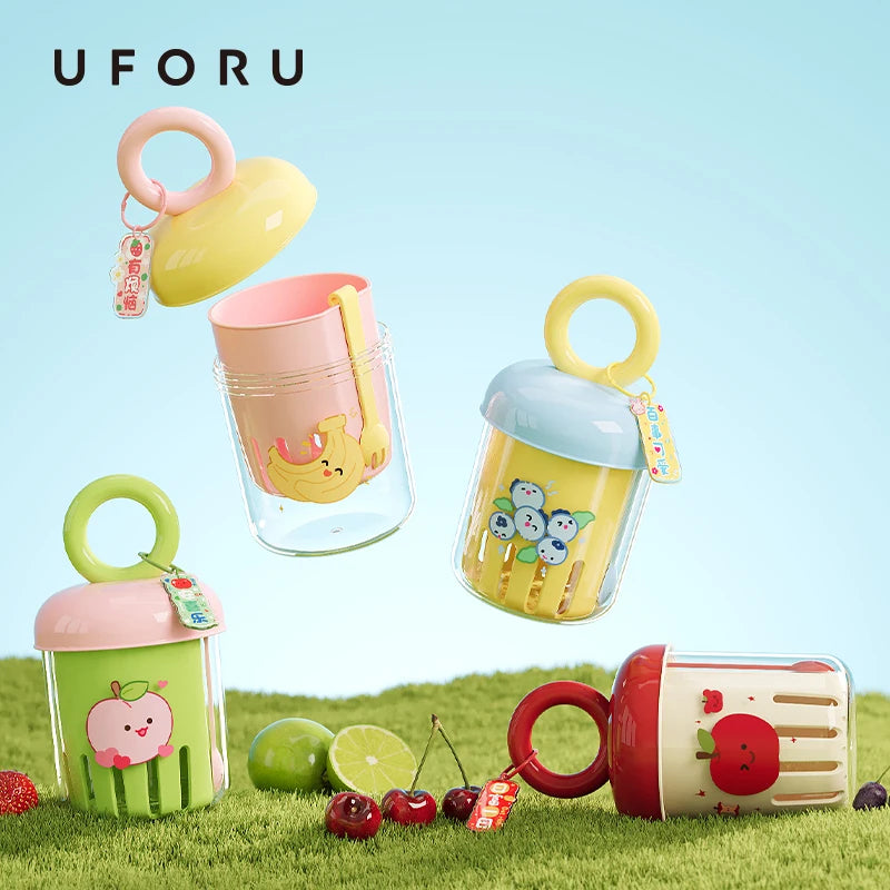 UFORU Dopamine Fruit Cup Portable Leak Proof Yogurt Cup with Fork