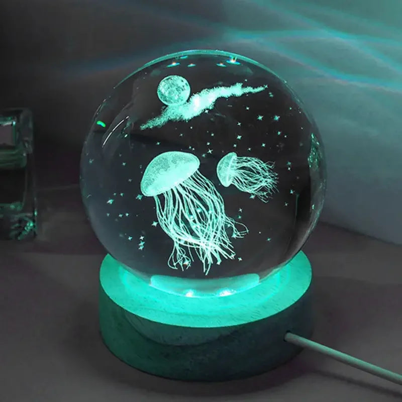3D Jellyfish Crystal Ball LED Night Light Gift Lamp