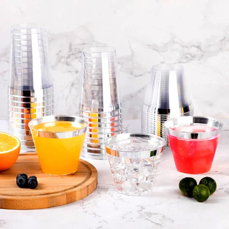 25PCS Disposable Champagne Cups Clear Party Plastic Drinking Cups