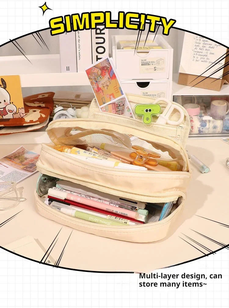 Large Capacity Pencil Case Stationery & Cosmetics Storage Bag