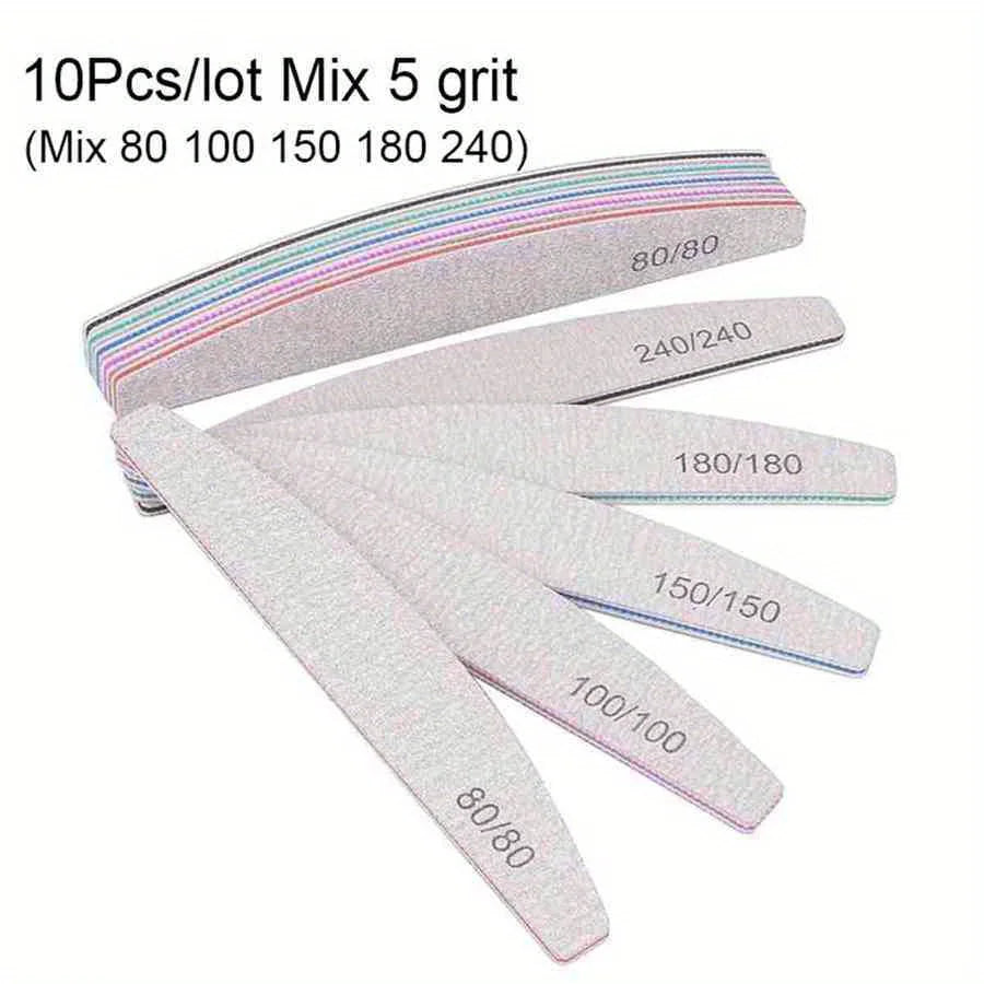 Professional Nail File Set 80-240 Grit Half Moon Nail Buffer
