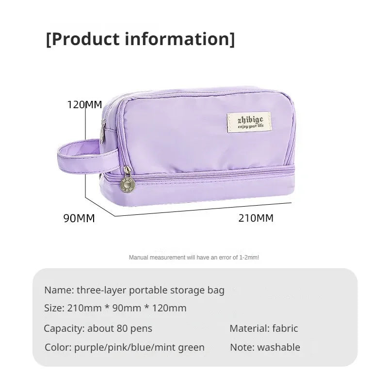 Large Capacity Pencil Case Macaron Color School Pen Bag