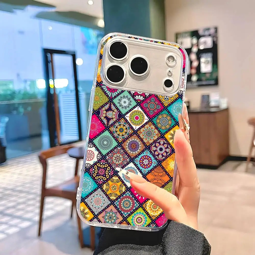 Indian Mandala Silicone Soft Case for iPhone 17 16 15 14 Pro Max Cover