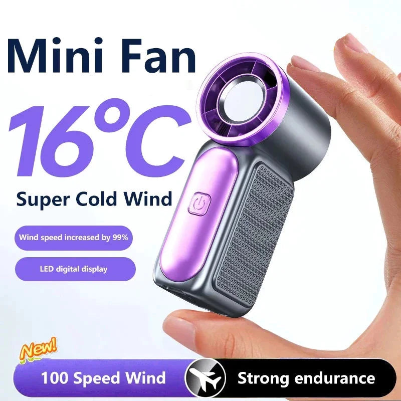 Mini Turbo Handheld Fan 3600mAh USB Rechargeable Portable Fan