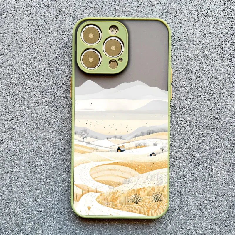 Rural Snow Scenery Phone Case for iPhone 16 15 14 13 12 11 Pro Max