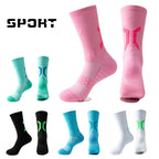 Men Cushioned Basketball Socks Long Breathable Badminton Sports Crew