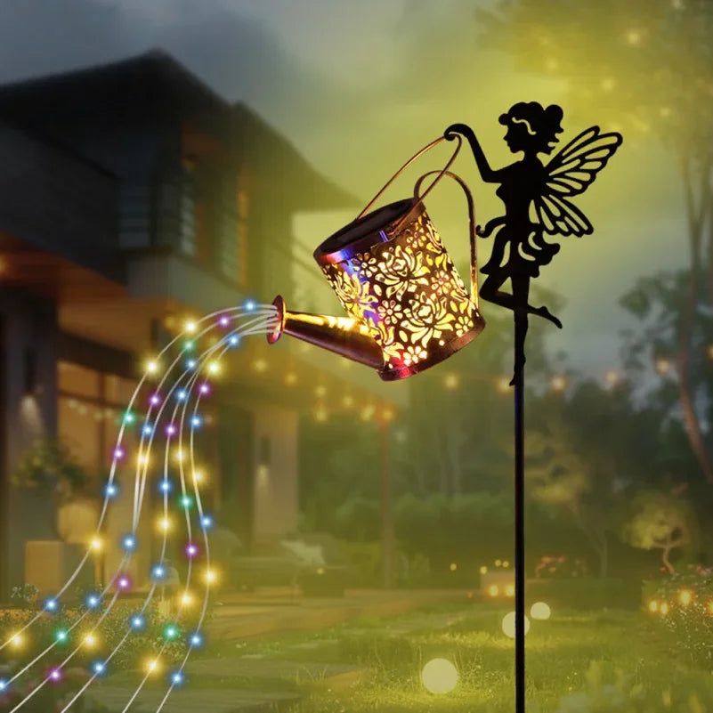 Solar Fairy Watering Can Garden Light Waterproof Outdoor Projection Lamp Main image