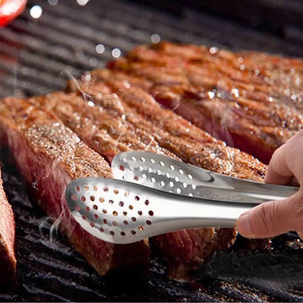 Kitchen Food Tongs Stainless Steel – Heat Resistant BBQ & Salad Serving Clip