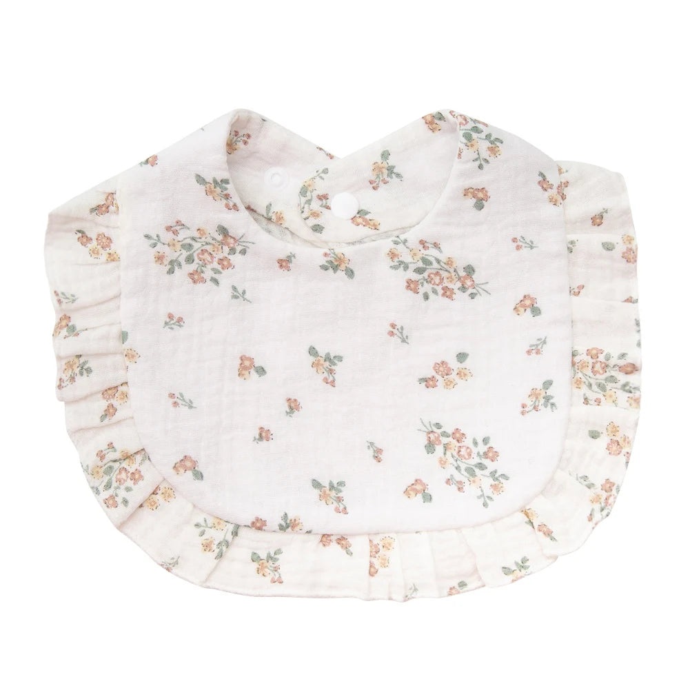 Flower Print Baby Bibs Soft Cotton Feeding Scarf for Girls