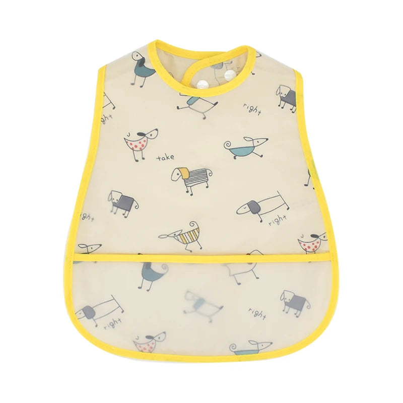 Cartoon EVA Waterproof Baby Bib with Pocket Feeding Apron