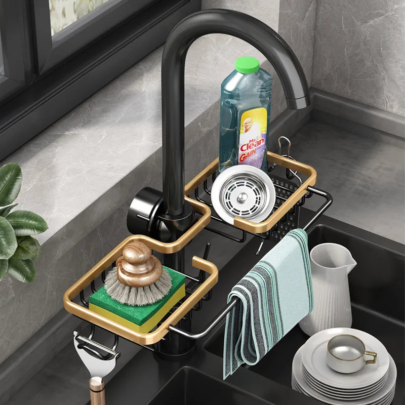 Space Aluminum Sink Drain Rack Faucet Sponge & Soap Organizer Secondary image