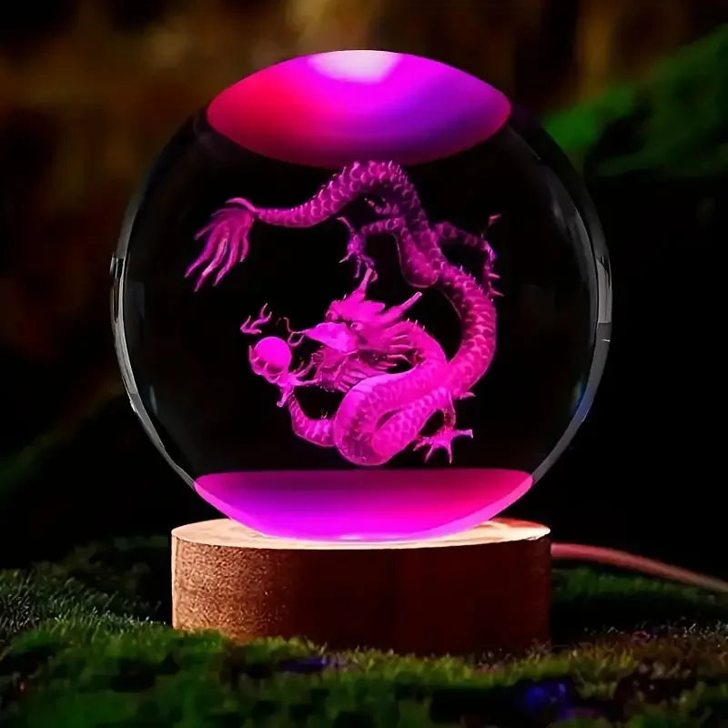 3D Chinese Dragon Crystal Ball Decorative LED Lamp