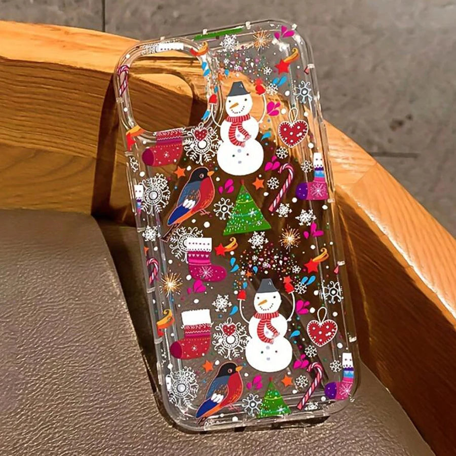 Cartoon Christmas Clear Case for iPhone 11 12 13 14 15 16 17