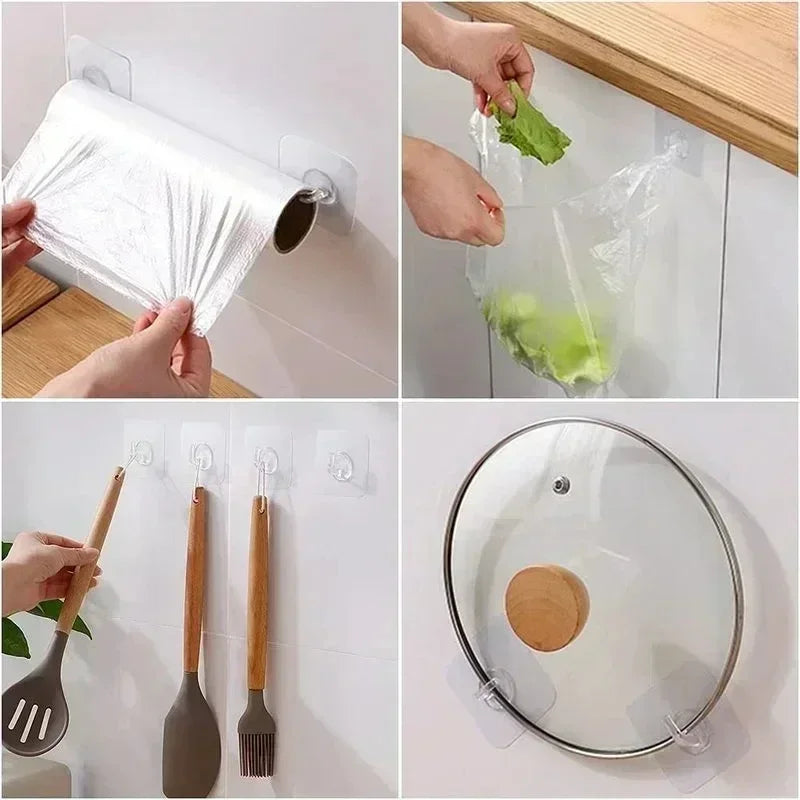 Self-Adhesive Transparent Wall Hooks Heavy Duty Sticky Hooks Set