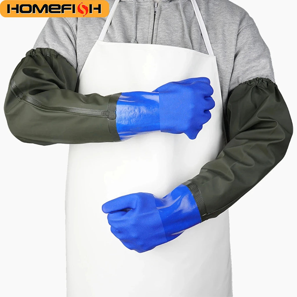 Long Waterproof Rubber Gloves Heavy Duty Work Gloves