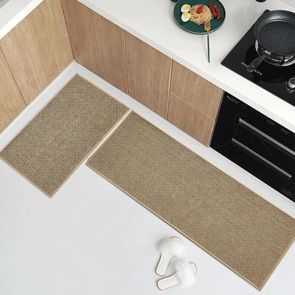Washable Faux Sisal Kitchen Rug Non-Slip Rubber Back Runner Mat