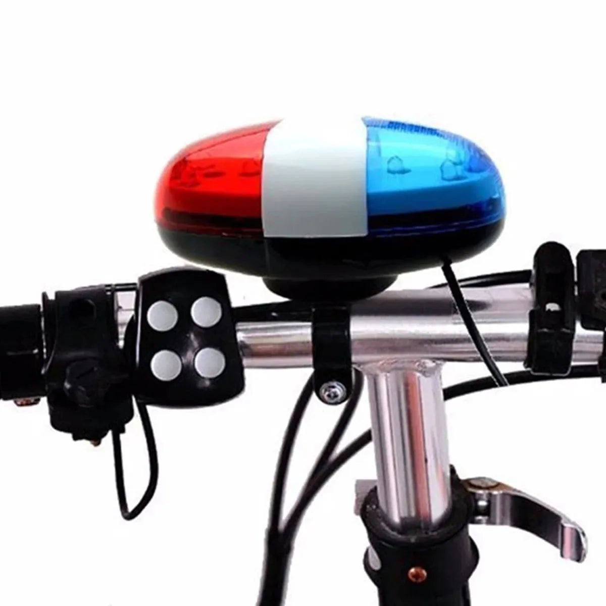 Bicycle Police Siren Horn 4 Sound Bike Bell with LED Strobe Light
