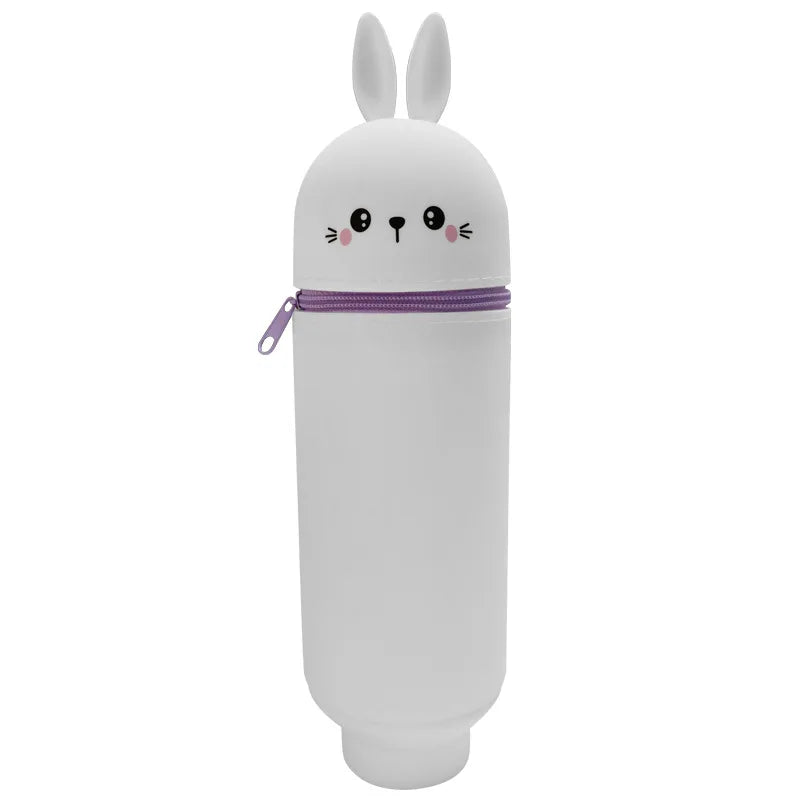 Cute Animal Silicone Pencil Case 2-in-1 Zipper Pen Pouch