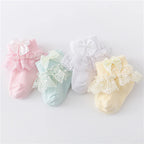 Newborn Baby Girl Lace Socks Princess Bow Cotton Socks 0-24M